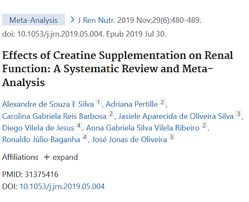Creatine has no influence on kidney function, says meta-study