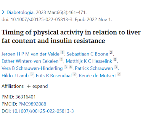 Physical activity in the evening in particular enhances insulin sensitivity