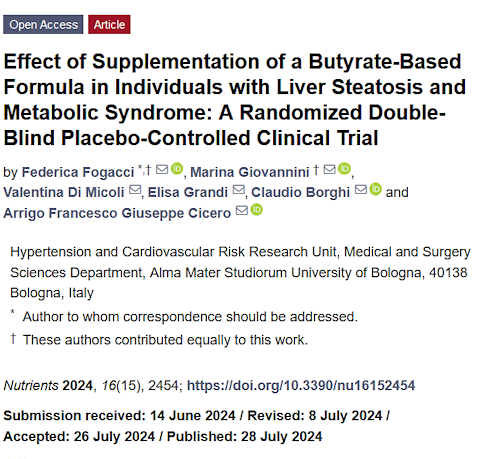 Supplementing with butyrate reverses fatty liver disease