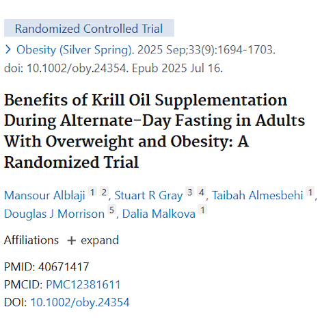 Krill oil reduces muscle loss during strict dieting to zero