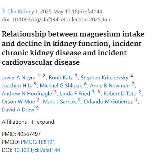 Magnesium keeps kidneys healthy