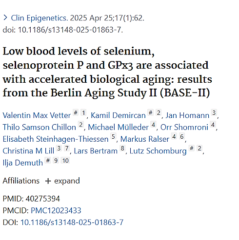 Getting enough selenium slows down the rate of your aging