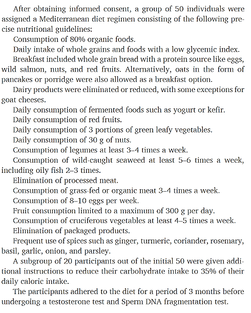 This diet doubles the testosterone levels of aspiring fathers and improves their sperm cells