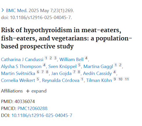 Iodine deficiency threatens vegetarian thyroid
