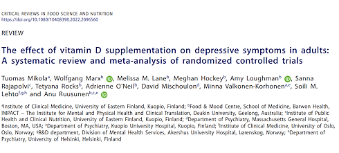 Metastudy suggests possible antidepressant effect of vitamin D supplementation