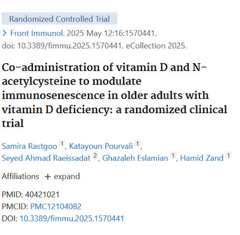 Combination of vitamin D3 and NAC rejuvenates immune system of over-65s