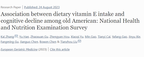 After 60, a high intake of vitamin E maintains cognitive abilities