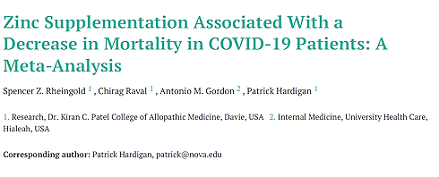Metastudy | Zinc reduces mortality in Covid-19